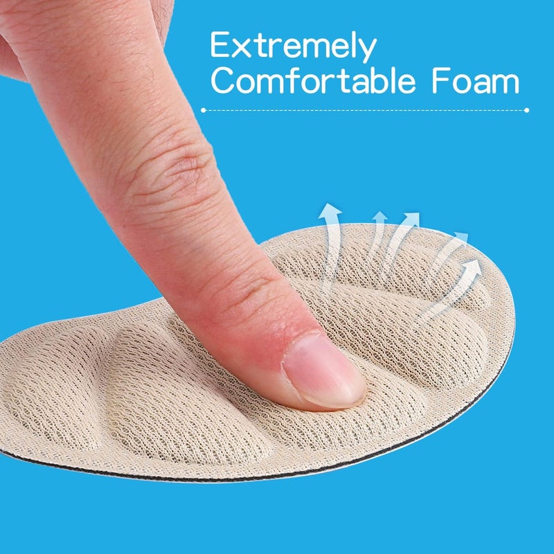 Huethy Back of Heel Cushion Inserts, Mesh Grips Pads for Boots, Loose Shoes Too Big, Reusable Adhesive Heel Guards Liners for Women Men, Improve Shoe Fit, 4PCS-Beige - Image 4